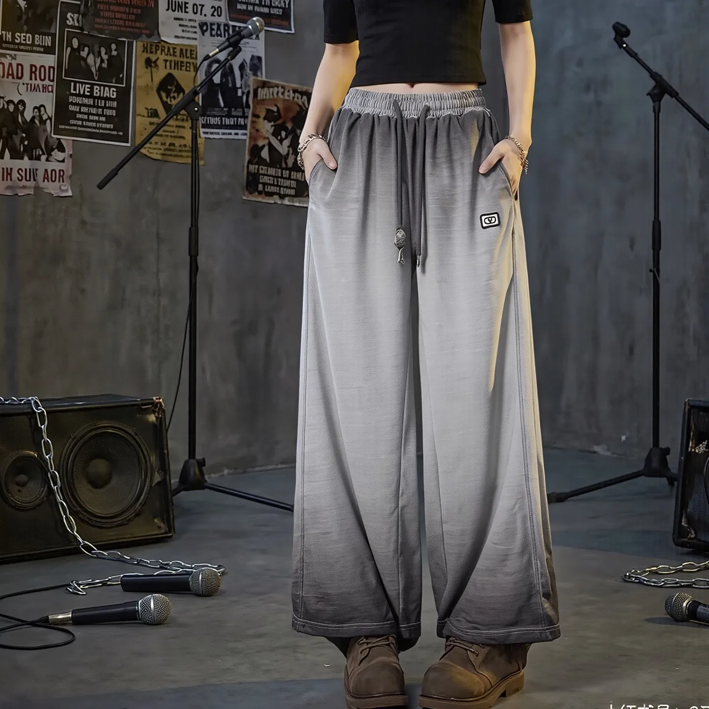 "𝙉𝙚𝙬⚜️Valentine" 2026 Spring and Summer New Arrival straight trousers 300g pure cotton spring and summer wash gradient Retro distressed gradient micro-stamp Color: Pink fluorescent green Gray Sizes: S M L XL XXL